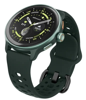 HiFuture Vela Dark Green, 1.43" AMOLED, GPS +Compass + Altimeter, 466*466, Support Local Music(100M Space), Support AI Coach for Training, Powered by Dual Core, Bluetooth Call, 5ATM Waterproof, 24/7 True Heart Rate & Blood, Oxygen Sensor, Up to 10 days