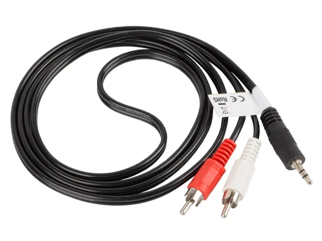 Аудио кабел Lanberg 3.5mm стерео жак (мъжки) към 2x RCA (мъжки), 1.5м, черен