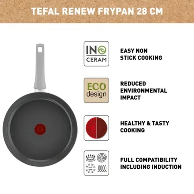 Тиган Tefal C4270632 28 см керамично покритие Renew On Lotus