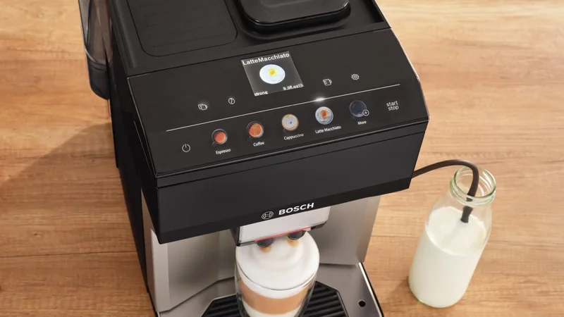 Bosch TPE40307, SER4, Fully automatic coffee machine VeroCafe 15 bar, TFT display, 9 bev., Silver/Piano black, Ground coffee, AromaDouble Shot, CeramDrive