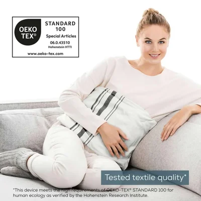 Beurer HK 26 Heat Pad; 3 Illuminated temperature settings; Auto switch-off after 90 min;Cotton cover washable on 40°; BSS;40(L)x30(W) cm; white-grey