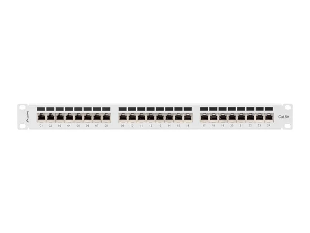 Lanberg patch panel 24 port 1U 19" CAT.6a ftp with cable organizer shielded grey