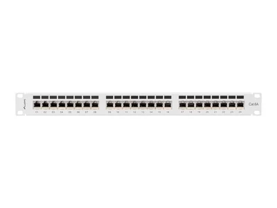 Lanberg patch panel 24 port 1U 19" CAT.6a ftp with cable organizer shielded grey