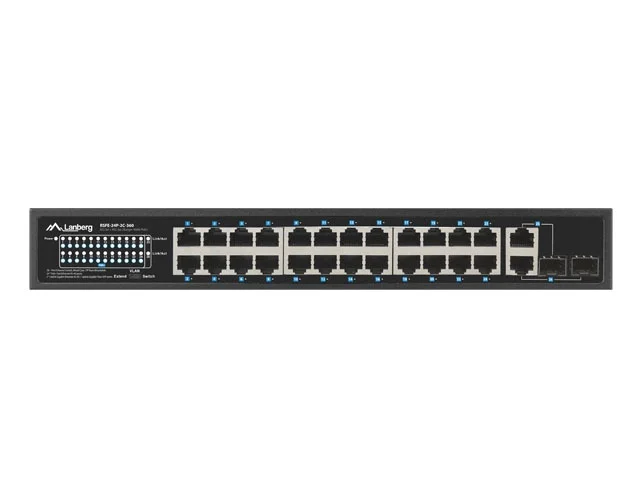 Мрежов суич Lanberg 24x 100BASE-T PoE+/2x SFP Rackmount Gigabit Ethernet 360W v2