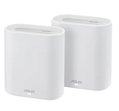 Asus Business Mesh WiFi system, ExpertWiFi EBM68 2PK, AX7800, Tri-Band, Quad-Core 1.7GHz CPU, 256MB/1GB Flash/RAM, 2.5G port, OFDMA, Beamforming, 8 SSIDs, customize guest portal, Commercial-Grade Network Security & VPN, wall mounting,White
