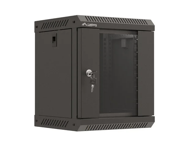 Lanberg rack cabinet 10" wall-mount 6U/300x300 (flat pack) with glass door black