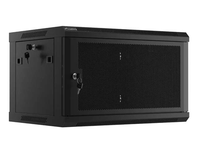 Lanberg rack cabinet 19" wall-mount 6U/600x450 with perforated door black (flat pack)