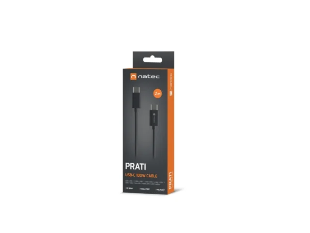 USB-C кабел Natec 2.0 2m 100W, черен
