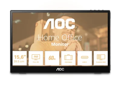 AOC 16T3EA, 15.6" IPS WLED, 1920x1080@60Hz, 4ms GtG, 250cd m/2, 700:1, 50M:1 DCR, USB-C 3.2x1