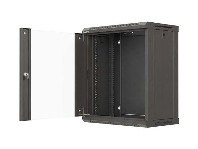 Lanberg Rack Cabinet, 19" wall-mount 12U/540x350 (flat pack) with glass door, Black
