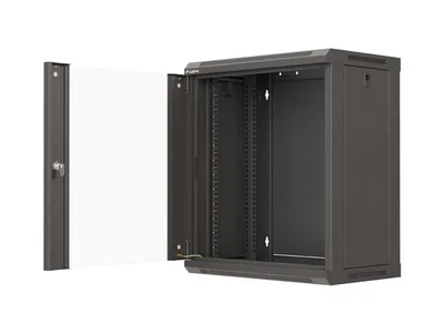 Lanberg Rack Cabinet, 19" wall-mount 12U/540x350 (flat pack) with glass door, Black