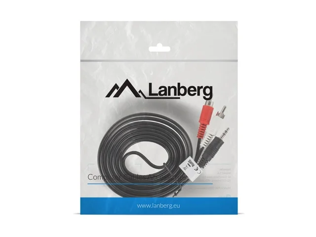 Аудио кабел Lanberg mini jack 3.5mm (M) 3-pin към 2x RCA (chinch) (M) 2м, черен