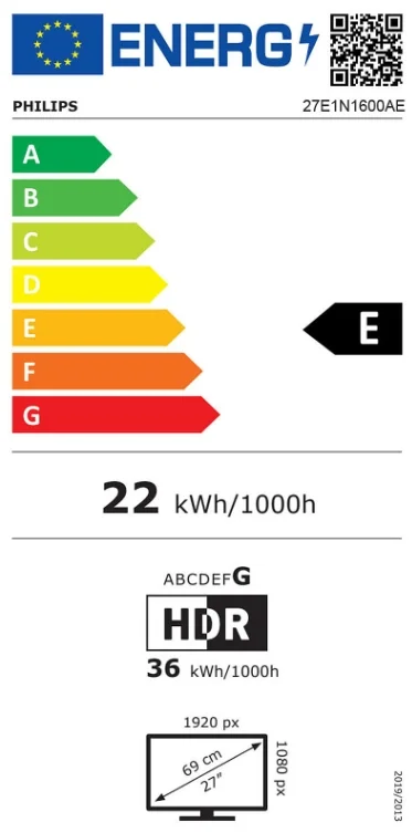 Philips 27E1N1600AE, 27" IPS WLED, 2560x1440@100Hz, 4ms GtG, 1ms MPRT, 350cd m/2, 1500:1, Mega Infinity DCR, Adaptive Sync, FlickerFree, Low Blue Light, 2Wx2, Tilt, Height Adjust, HDMI, USB hub