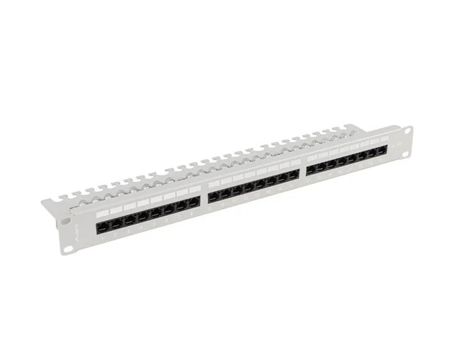 Пач панел Lanberg 24 порта 1U 19" Cat. 6a UTP с организатор за кабели сив