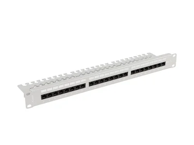 Пач панел Lanberg 24 порта 1U 19" Cat. 6a UTP с организатор за кабели сив