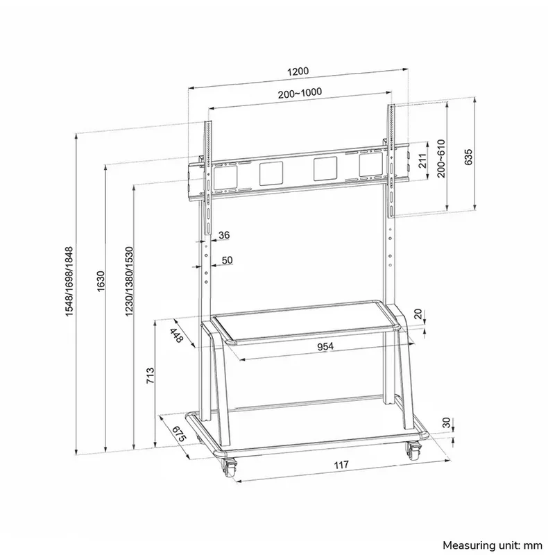 Neomounts Mobile Flat Screen Floor Stand (stand+trolley) (height: 137-162 cm) box 1&2