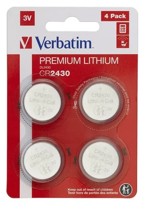 Литиева батерия Verbatim CR2430 3V, 4 броя