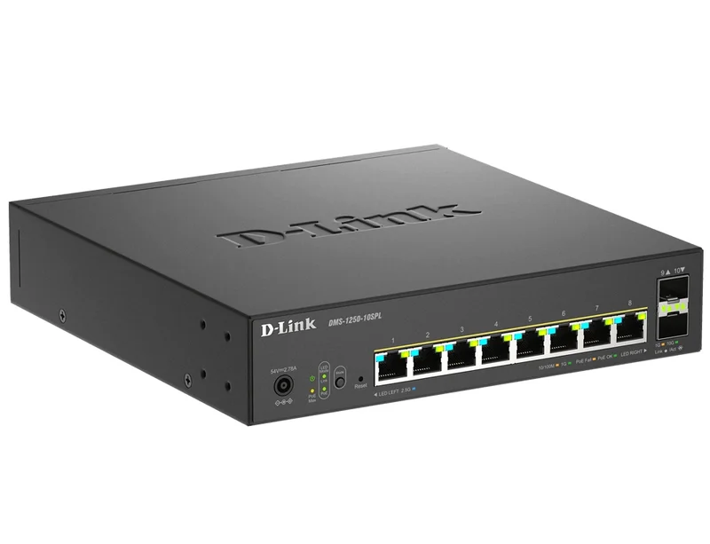 D-Link 8-Port 2.5G Base-T PoE, 2-port 10G SFP+ and 2x 10G RJ45 port Smart Managed Switch