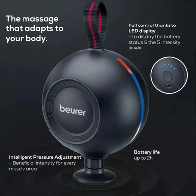 Beurer MG 101 SensorBoost, Integrated pressure sensor, Ergonomically shaped, 5 massage attachments, 5 intensity levels, Lithium-ion battery, black