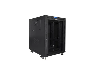 Lanberg rack cabinet 19" free-standing 15U/800x1000 (flat pack) with glass door lcd black v2
