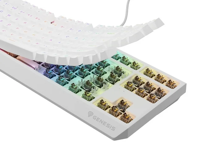 Геймърска клавиатура Genesis Thor 230 TKL RGB Outemu Brown Hot Swap Бяла