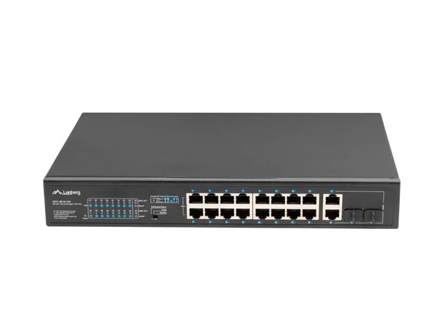Суич Lanberg 16x 100Base-T PoE+/2x SFP Rack 19" unmanaged, 250W