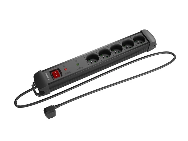 Разклонител с защита Lanberg SP1 5M, 5 френски гнезда, черен