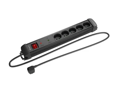 Разклонител с защита Lanberg SP1 5M, 5 френски гнезда, черен