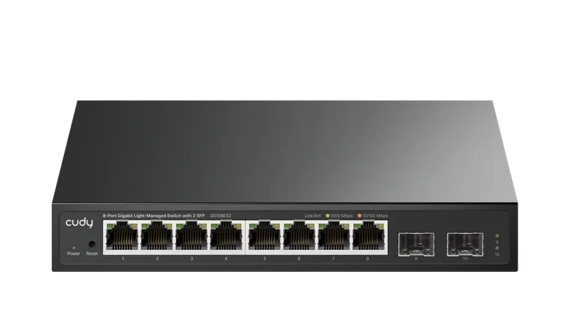Мрежов суич CUDY – GS108ES2, 8 порта Gigabit, 2 SFP, Web управление