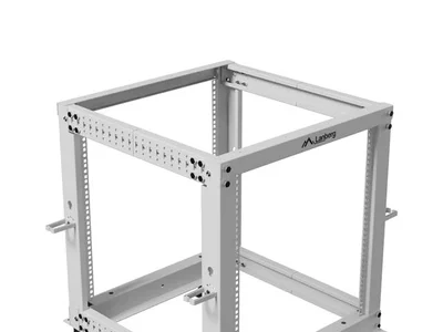 Lanberg open rack 19" 12U 600x600-1100 adjustable, grey