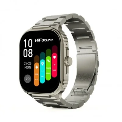 HiFuture Ultra 3 Pro Silver, 2.04" IPS, 368x448, Bluetooth Call, IP68 Waterproof, 24/7 True Heart Rate & Blood Oxygen Sensor, Up to 7 days daily use, 100+ Sports Mode