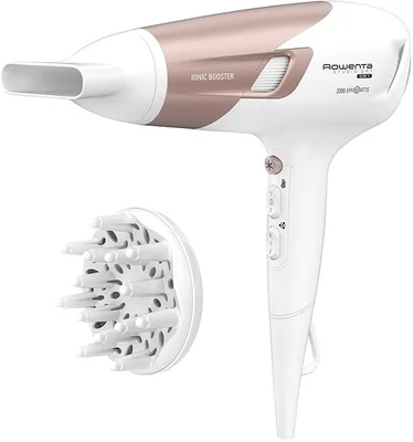 Сешоар Rowenta CV5830F0 Studio Dry 2100W, Ионен генератор, Thermo Control, 3 температури, 2 скорости, концентратор, дифузер, бял/розов