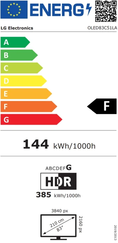 LG OLED83C51LA, 83" UHD OLED evo, 4K (3840 x 2160), DVB-C/T2/S2, Full Cinema Screnn, Alpha 9 AI 4K Gen8, 120Hz Native (VRR 144Hz), ThinQ AI, HDR10, VRR, NVIDIA G-SYNC, AMD FreeSync, Dolby Vision, Dolby Atmos, Wi-Fi 6, Bluetooth, HDMI, USB, Airplay 2, IC