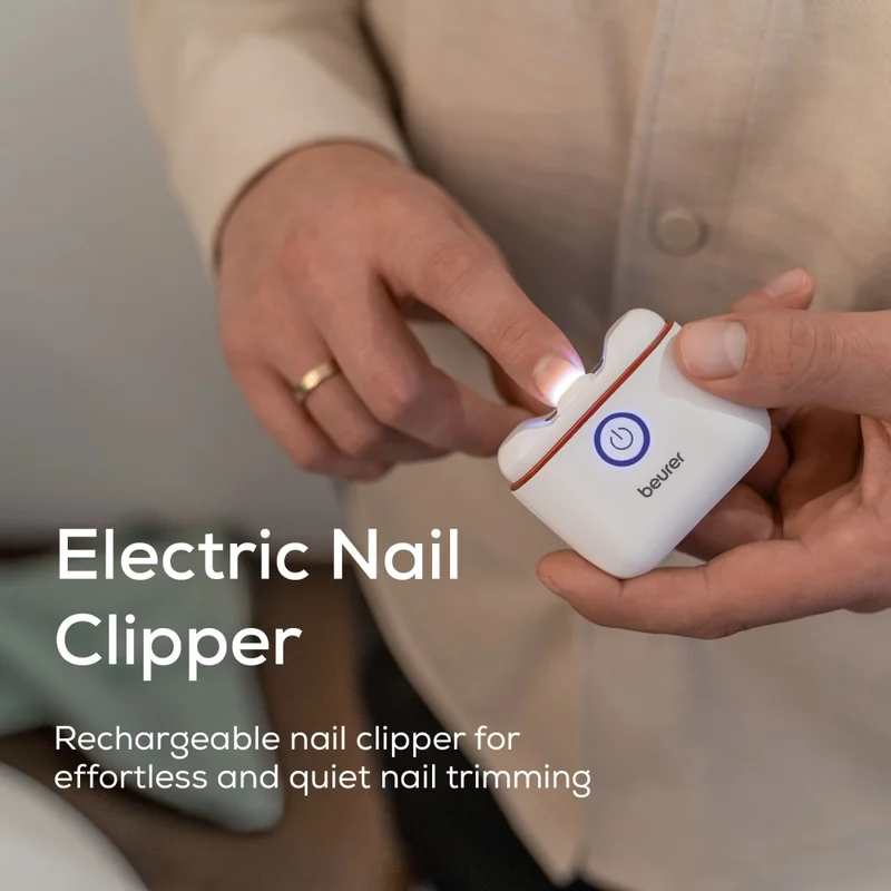 Beurer MP 10 Electric nail clipper; Nails are cut automatically; One-button operation; Ideal for children & the elderly; Two speed settings; LED light; USB-C cable incl.