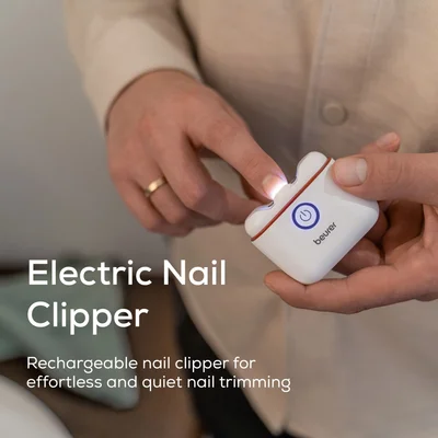 Beurer MP 10 Electric nail clipper; Nails are cut automatically; One-button operation; Ideal for children & the elderly; Two speed settings; LED light; USB-C cable incl.