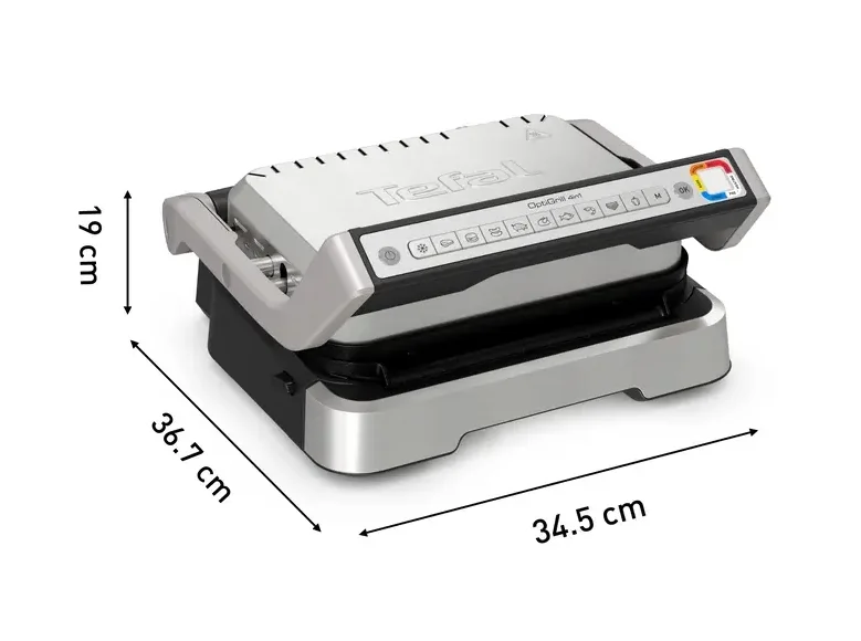 Tefal GC774D30 Optigrill 4In1 Inox, (Grill, Bbq, Oven, Complete Meal), 600Cm2 Cooking Surface, Automatic Cooking Sensor, 9 Automatic Programs, 3 Adjustable Temp., Cooking Level Indicator, Non-Stick Die-Cast Alum. Plates