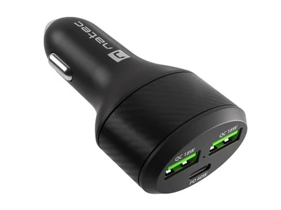 Автомобилно зарядно Natec Coney 2xUSB, 1xUSB-C 84W Черно