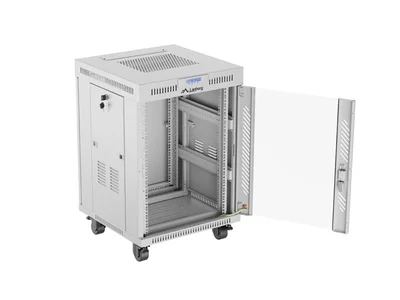 Lanberg rack cabinet 19" free-standing 15U/600x600 (flat pack) with glass door lcd grey v2