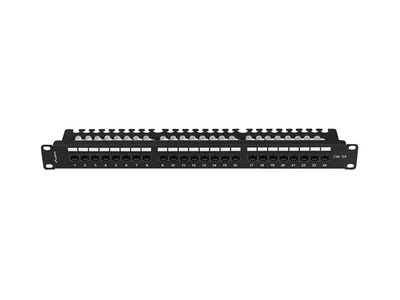 Lanberg patch panel 24 port 1U 19" CAT.6a utp with cable organizer black