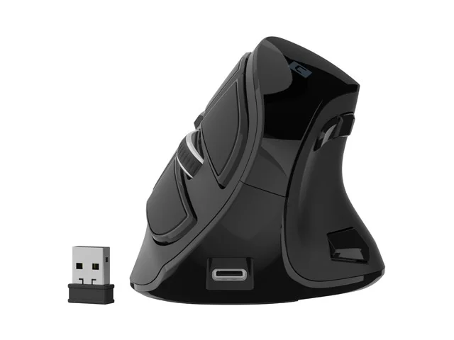 Безжична вертикална мишка Natec Euphonie Pro, 4000 DPI, Bluetooth 5.0, тиха, програмируема, черна