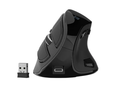 Безжична вертикална мишка Natec Euphonie Pro, 4000 DPI, Bluetooth 5.0, тиха, програмируема, черна