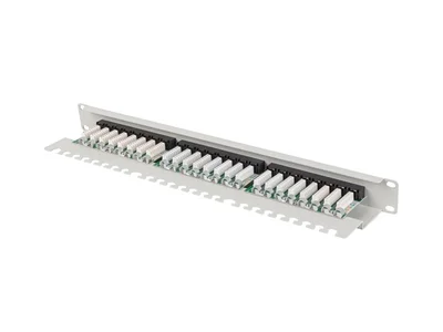 Lanberg patch panel 24 port 1U 19" CAT.6 utp with cable organizer grey
