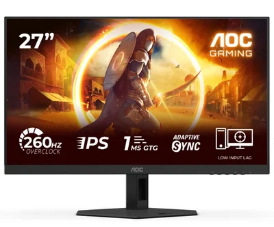 AOC 27G4ZR, 27" Fast IPS WLED, 1920x1080@260Hz (OC, Native 240Hz), 1ms GtG, 0.3ms MPRT, 300cd m/2, 1000:1, Adaptive Sync, FlickerFree, Anti Blue Light, Tilt, Height Adjust, Pivot, Swivel, 2xHDMI, DP