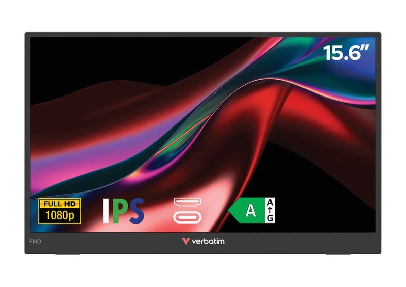 Монитор Verbatim LIGHT 15.6" Full HD IPS, преносим, черен