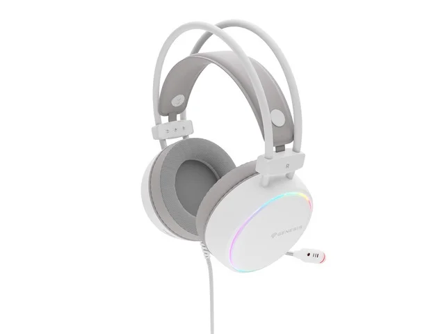 Геймърски слушалки Genesis Neon 613 G2 с микрофон, RGB подсветка, бели