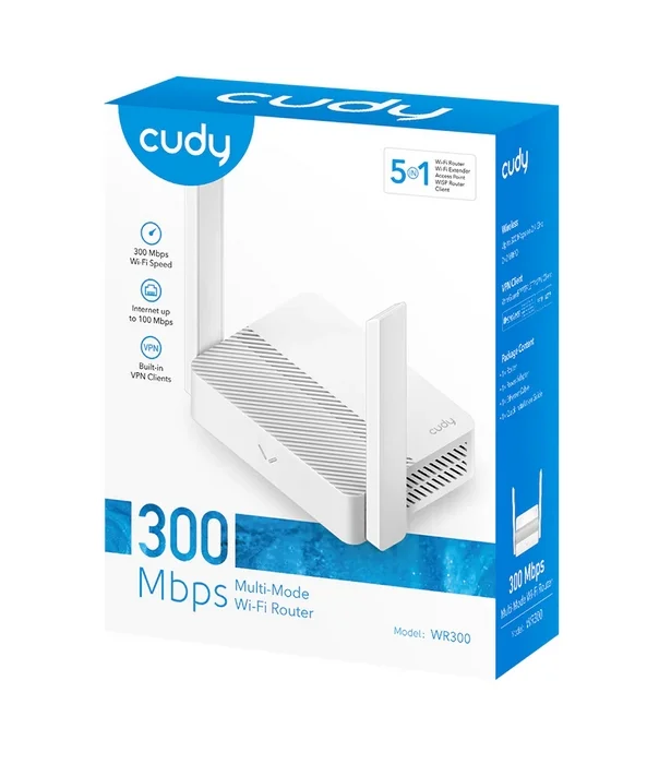Cudy WR300 Wi-Fi Router N300 300Mbps at 2.4GHz 4 x 10/100Mbps Ports