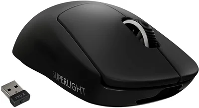 Logitech G Pro X Superlight Wireless Mouse, Lightspeed Wireless 1ms, HERO 25K DPI Sensor, 400 IPS, Onboard Memory, >63g, Black