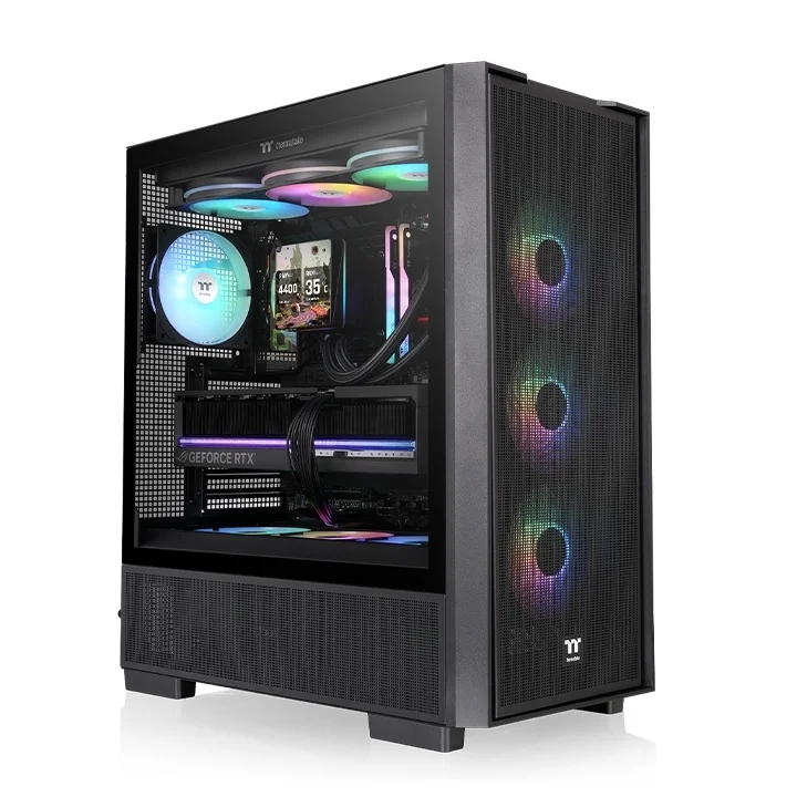 Кутия за компютър Thermaltake S380 TG ARGB Middle Tower, черен, прозрачен страничен капак