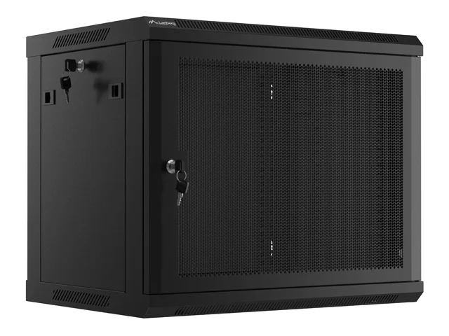 Lanberg rack cabinet 19" wall-mount 9U/600x450 with perforated door black (flat pack)