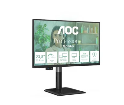 AOC 24P4CV, 23.8" IPS WLED, 1920x1080@120Hz, 4ms GtG, 300cd m/2, 1500:1, 50M:1 DCR, Adaptive Sync, FlickerFree, Anti-Blue Light, 2Wx2, Tilt, Height Adjust, Pivot, Swivel, HDMI, DP, USB hub, RJ45